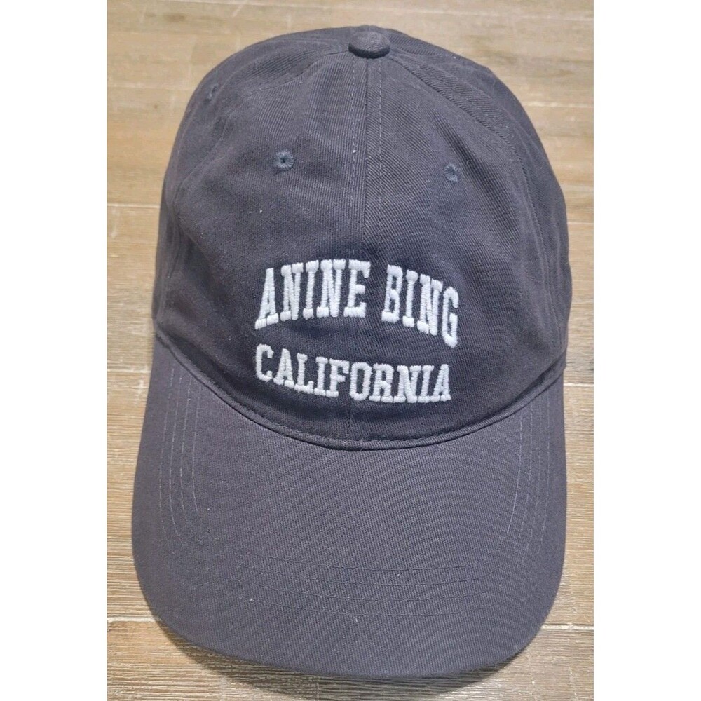 Anine Bing California Jeremy Baseball Cap Hat Vintage Black Adjustable Strap